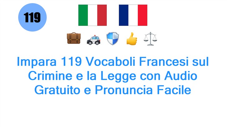 Impara 119 Vocaboli Francesi sul Crimine e la Legge con Audio Gratuito e Pronuncia Facile